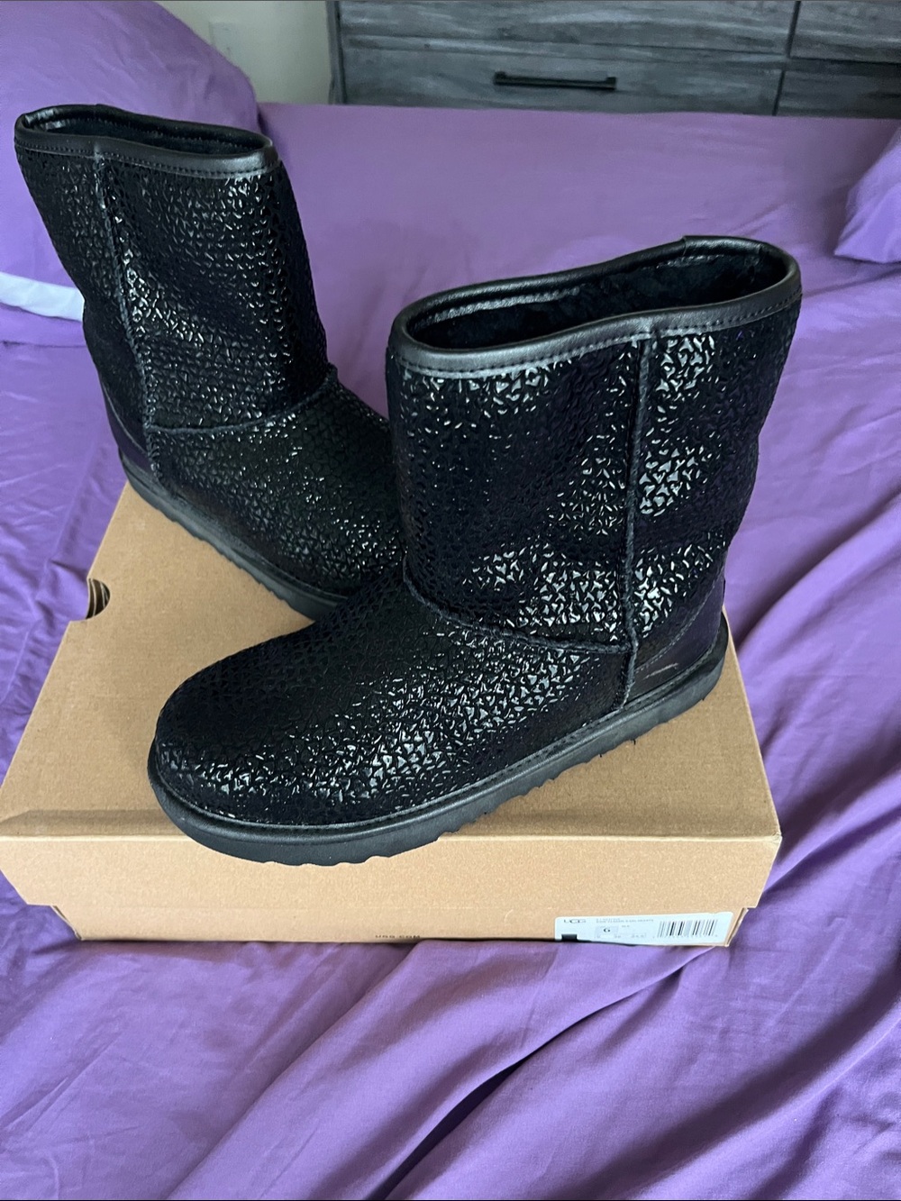 UGG Women's Black Glitter Short Boots